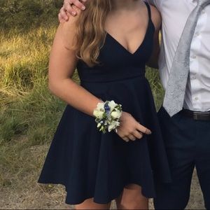 navy scrappy homecoming dress